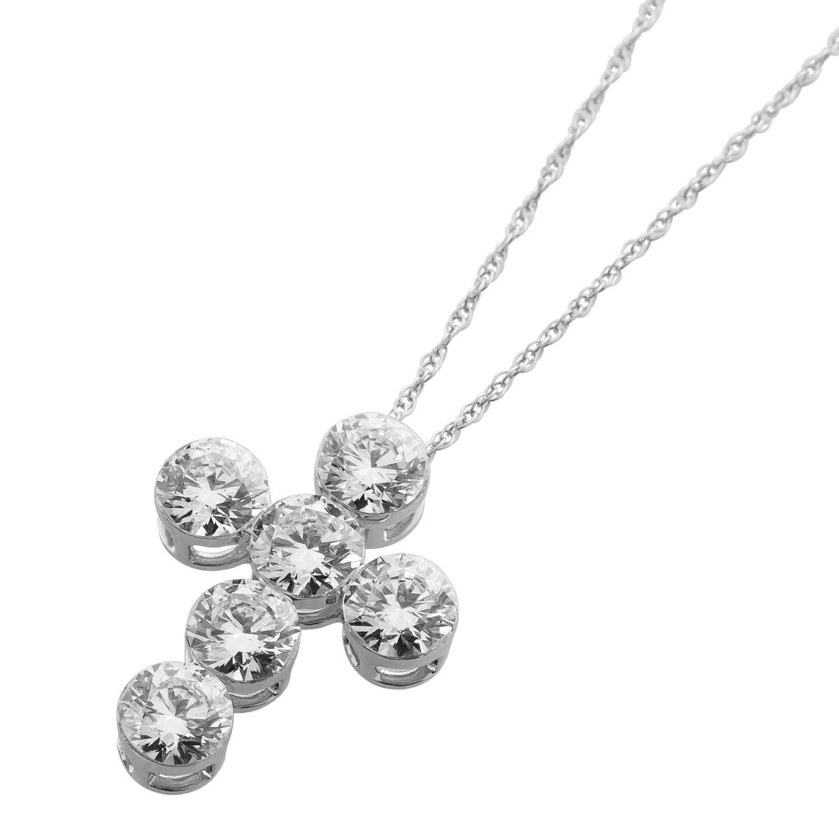 Brillant Kreuz Anhänger Kette Weißgold 585 14K Lab Grown Diamanten 2ct 45