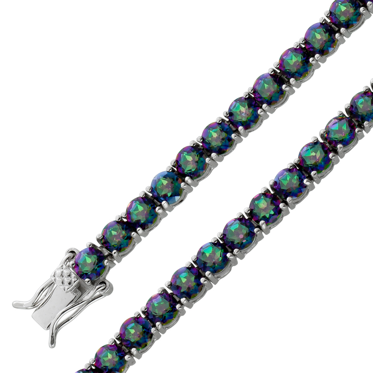 Topas Tennisarmband Silber 925 lila grüne Mystic Edelsteine 18