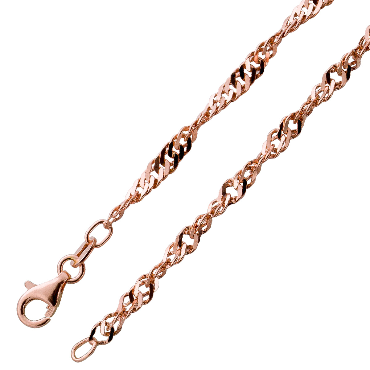 Singapur Armband 2.8mm Silber 925 rosegold vergoldet 18