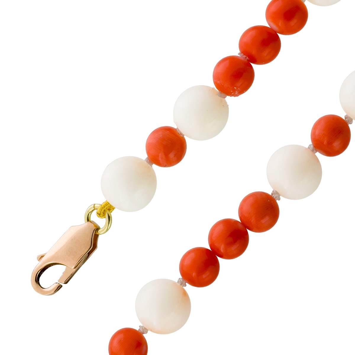 Korallenkette 45cm Gold 333 8K Angel Skin Sardischen Korallen Antikschmuck 45