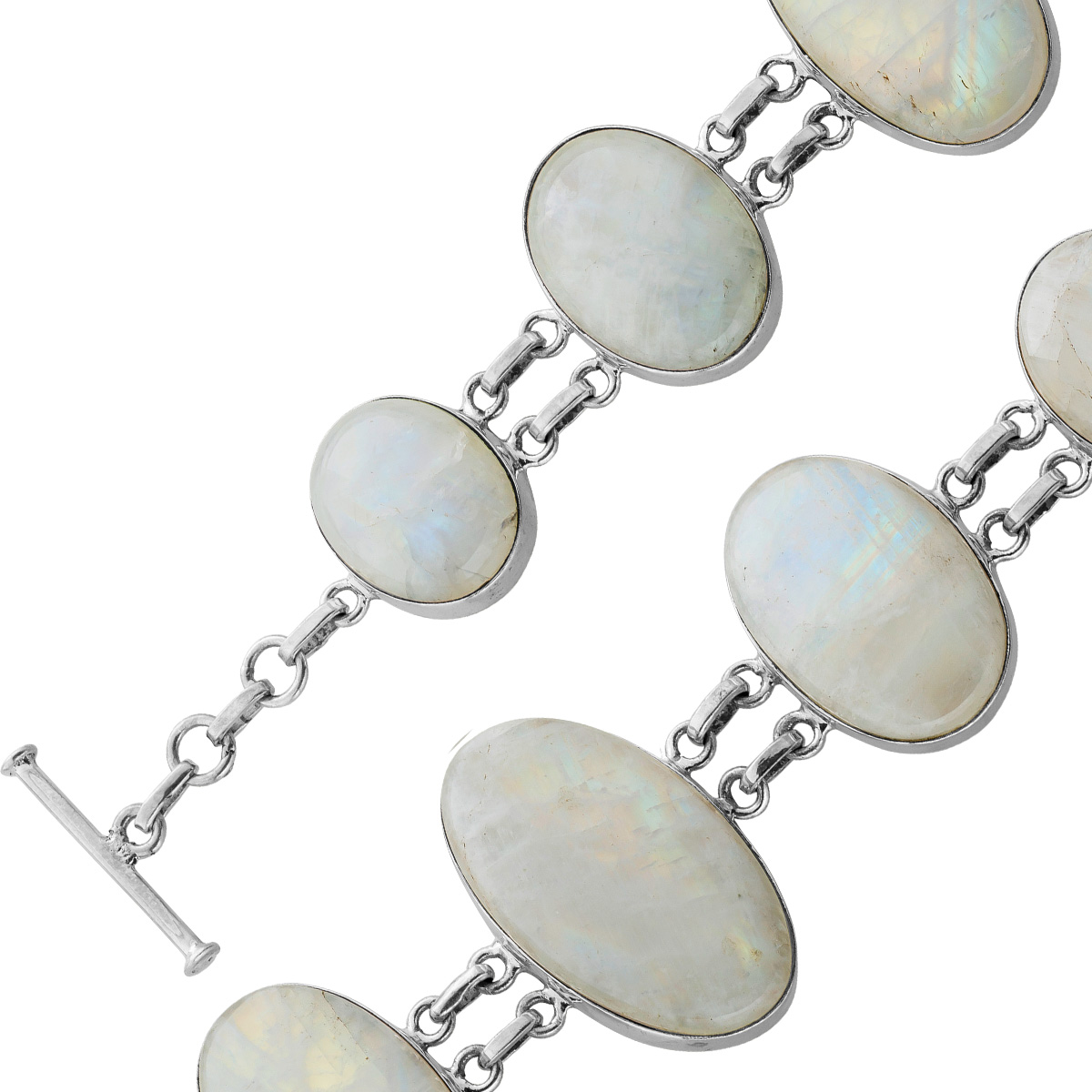 Mondstein Armband Silber 925 Regenbogen Edelsteine 110ct 21