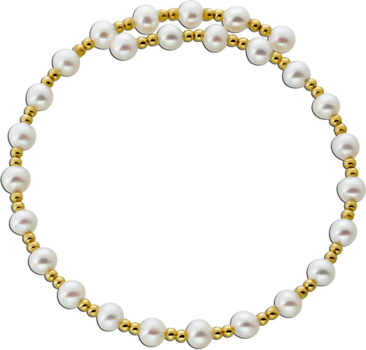 Flexibler Armreif Gelbgold 585 Süsswasser Perlen 99