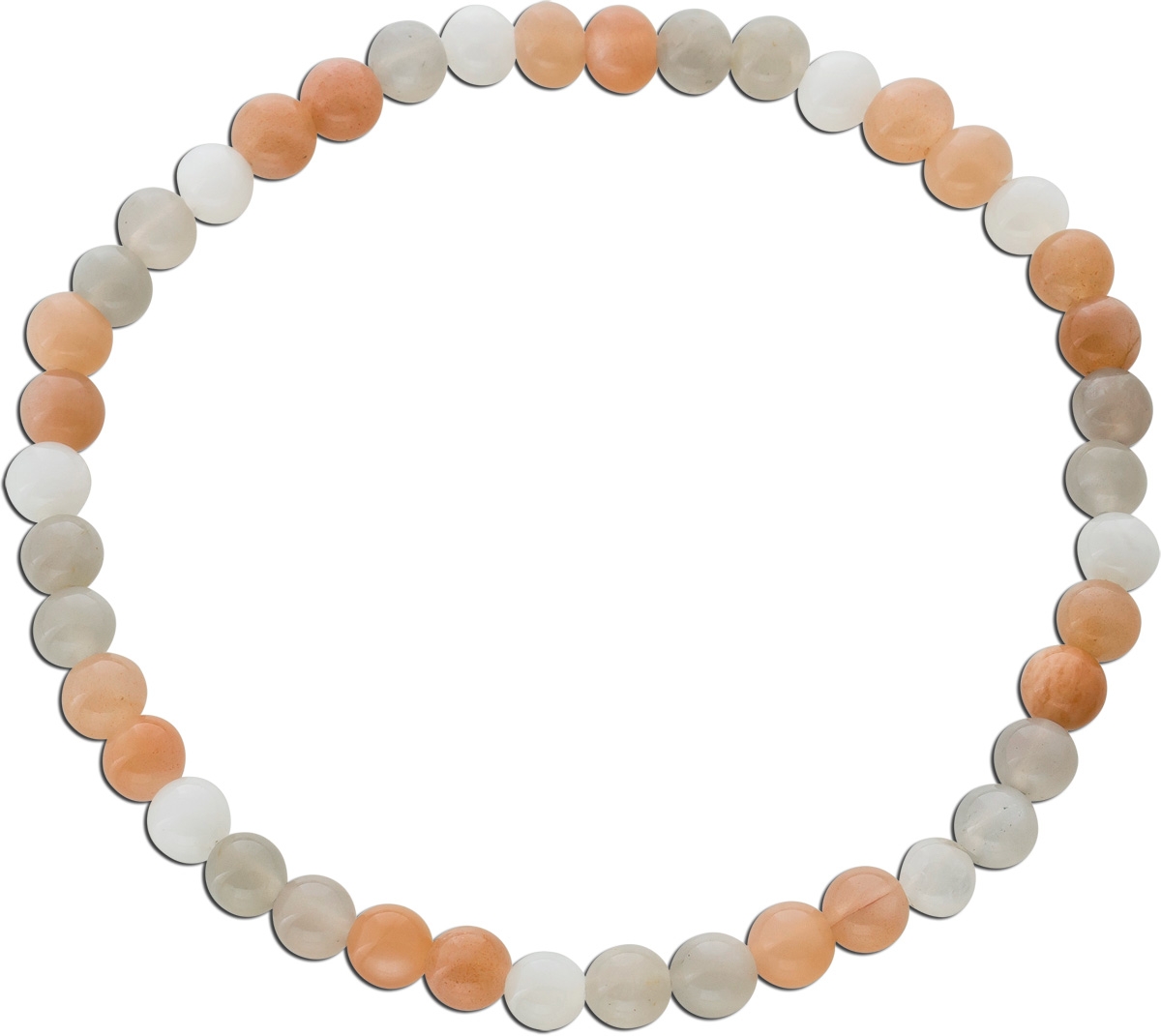 Moonstone Bracelet White Gray Peach Spheres 4mm 19