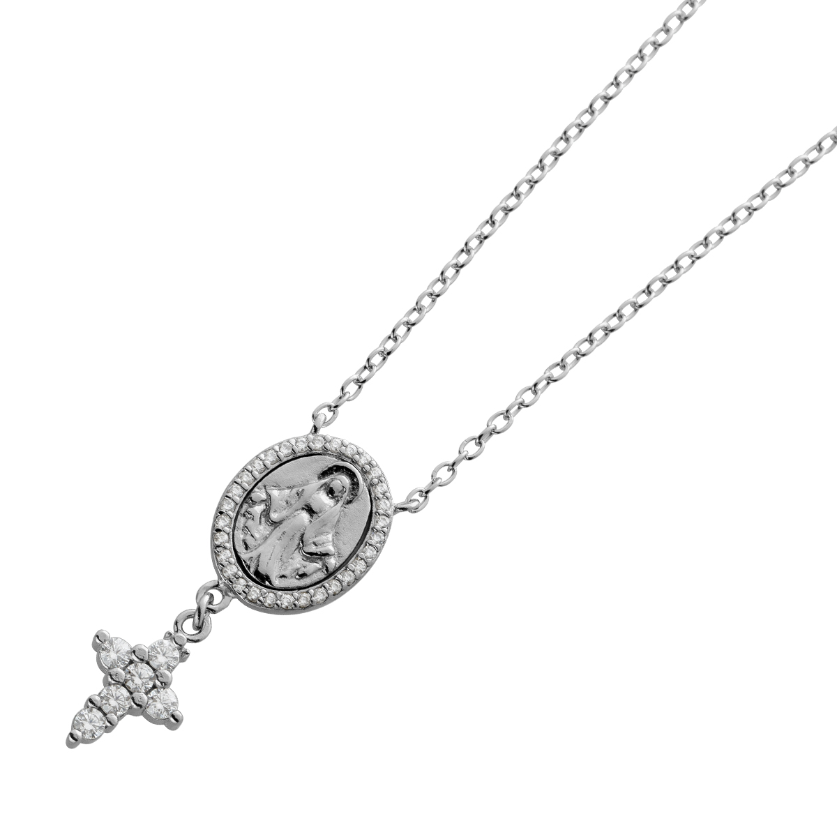 Kette Jesus mit Kreuz Anhänger Silber 925 mit 30 Zirkonia 338cm 33 Kette Jesus mit Kreuz Anhänger Silber 925 mit 30 Zirkonia 338cm 33