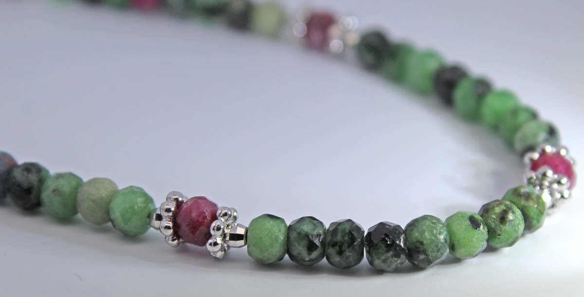 Ruby Necklace green red pink natural gemstones 48