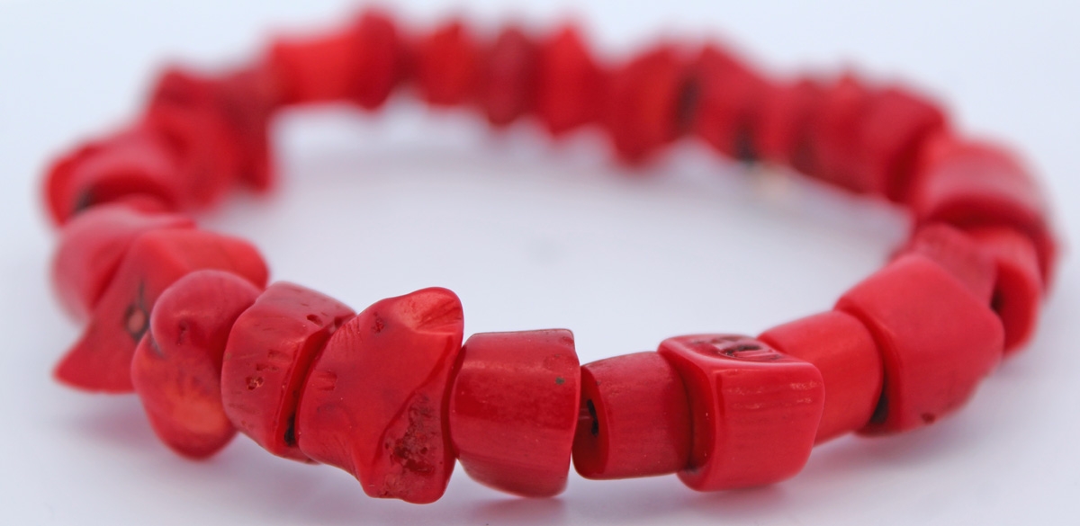 Coral Bracelet Oxblood Red Natural Gemstones Flexible 20