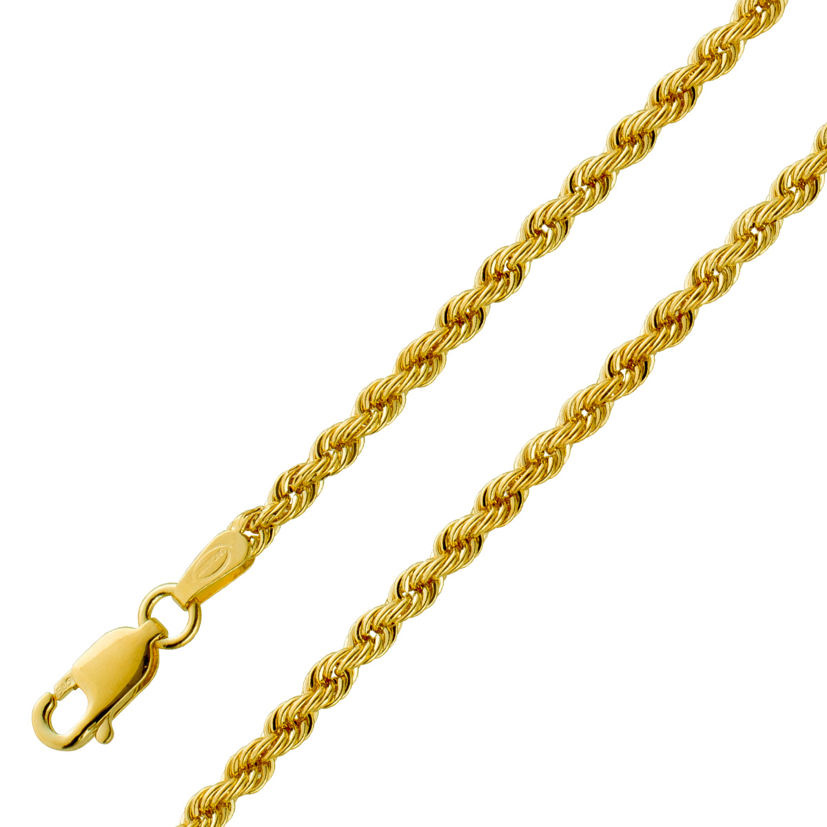 Kordelkette 2,7mm Dookie Rope Gelbgold 585 14 Karat halbmassiv poliert 45