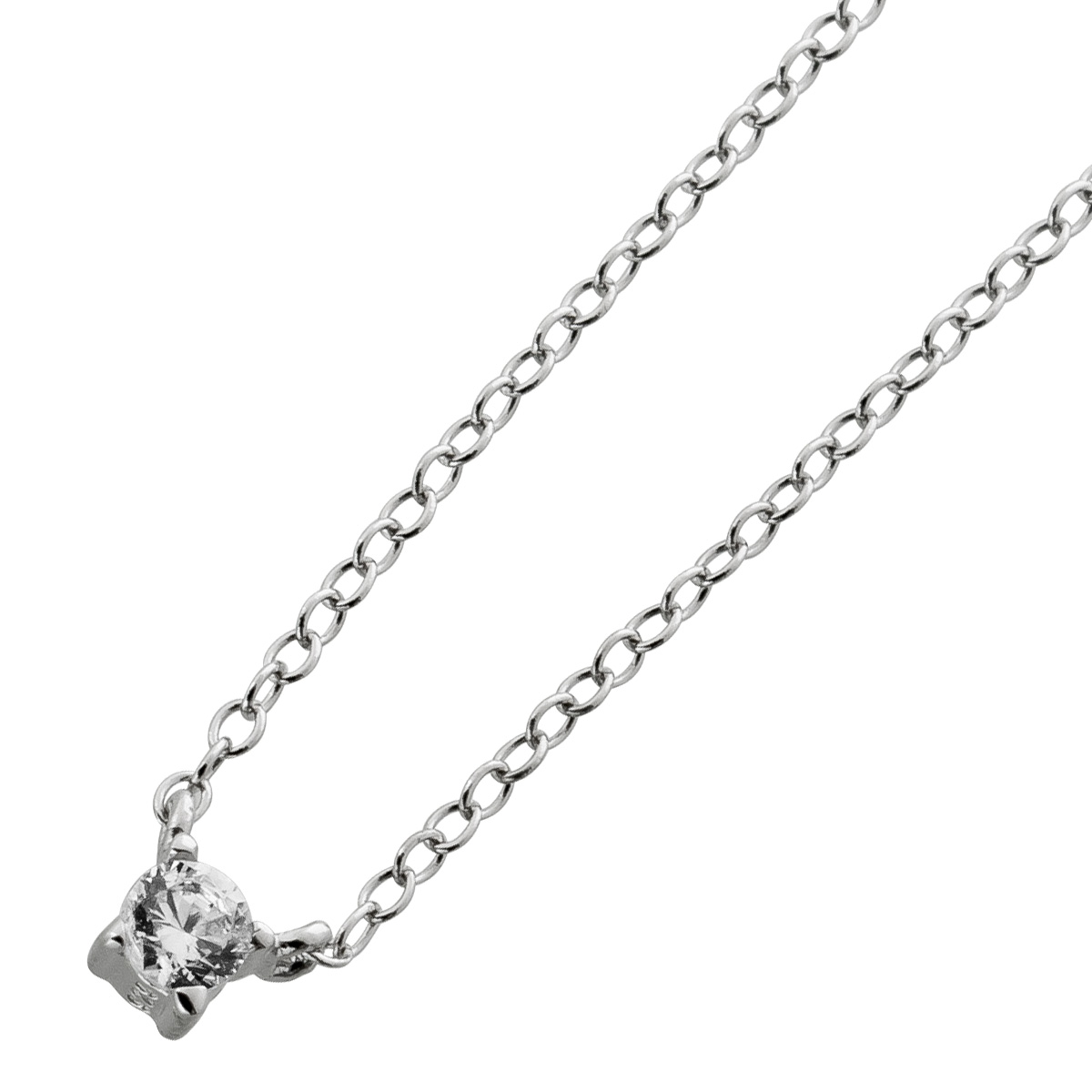 Halskette Silber 925 weißer Solitär Zirkonia Stein 45