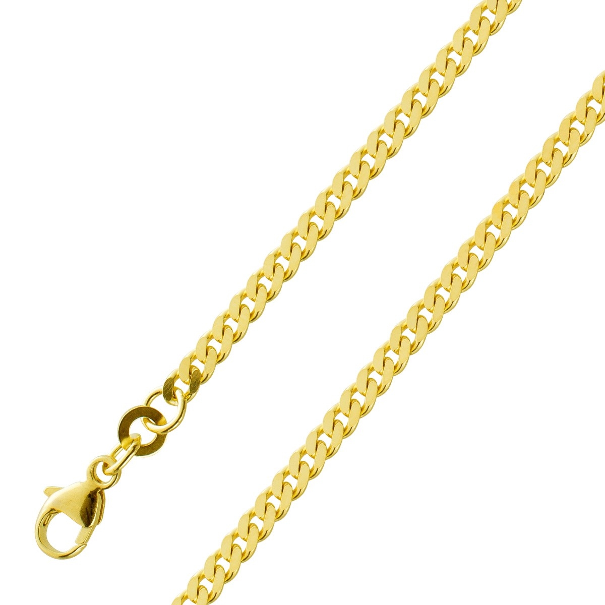 Panzerkette 2,7 mm Gelbgold 585 Massiv Cuban Link Chain UNISEX 60
