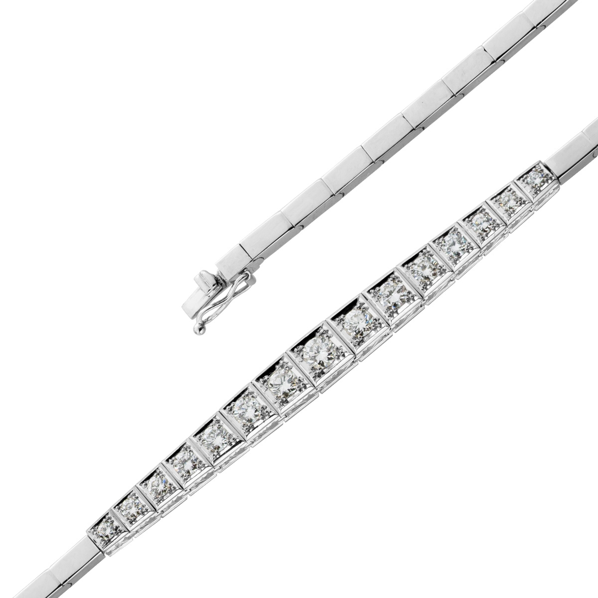 Brillant Armband Weißgold 750 18K Brillanten 1.4ct Lupenrein Antik 18