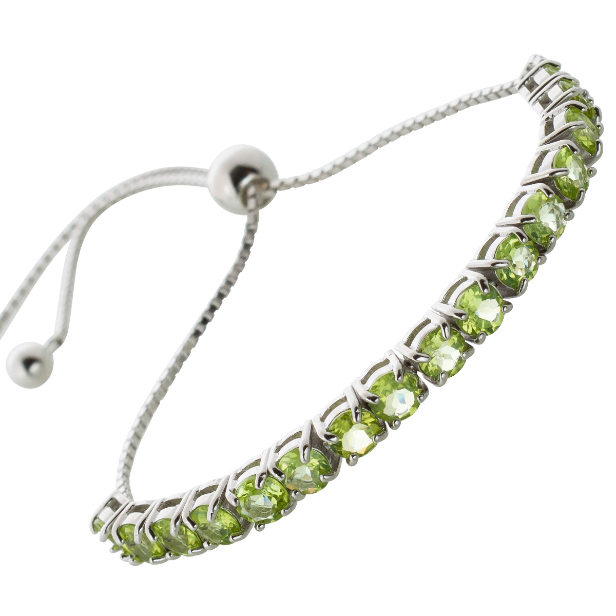 Peridot Bolo Armband Silber 925 hellgrüne Edelsteine 25