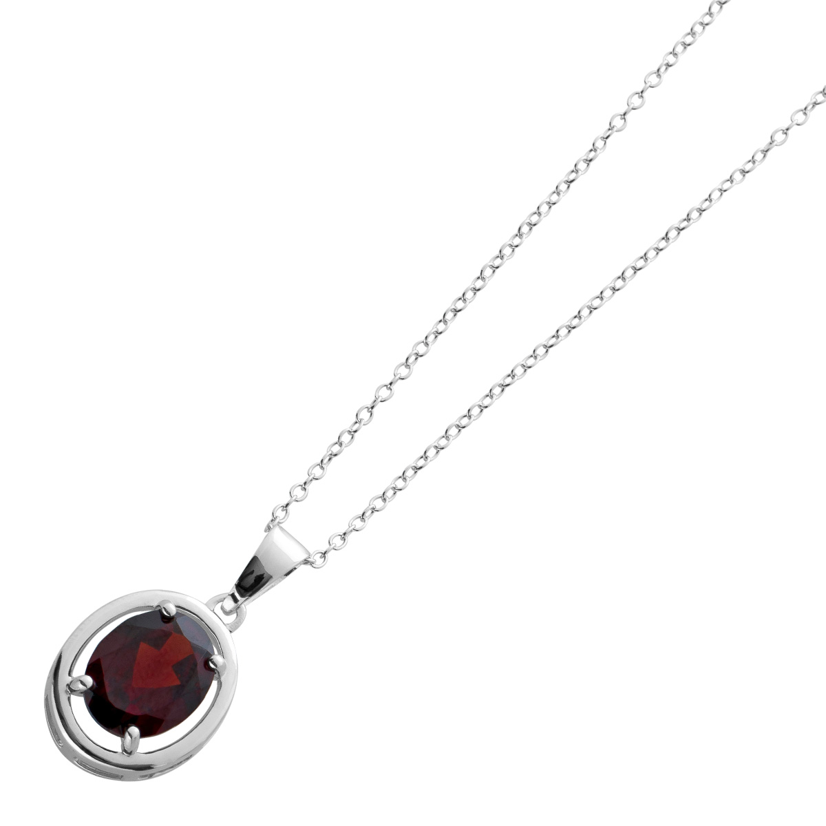 Garnet Collier Anchor Chain Silver 925 Red Natural Gemstone 42