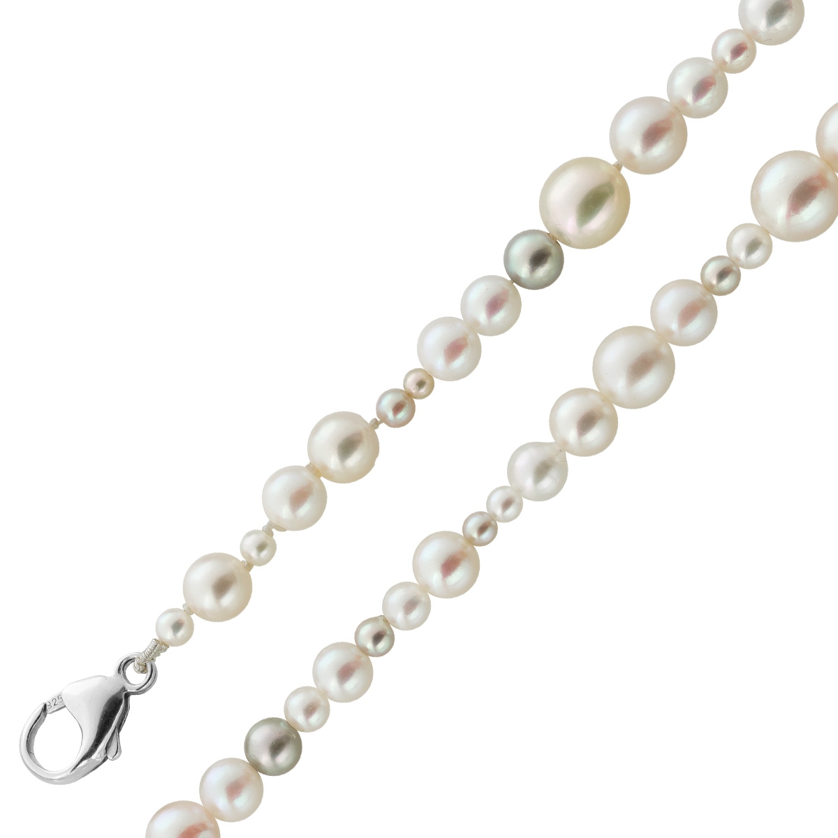 Perlenkette 92cm Silber 925 Japanischen Akoyaperlen 8-3mm 92