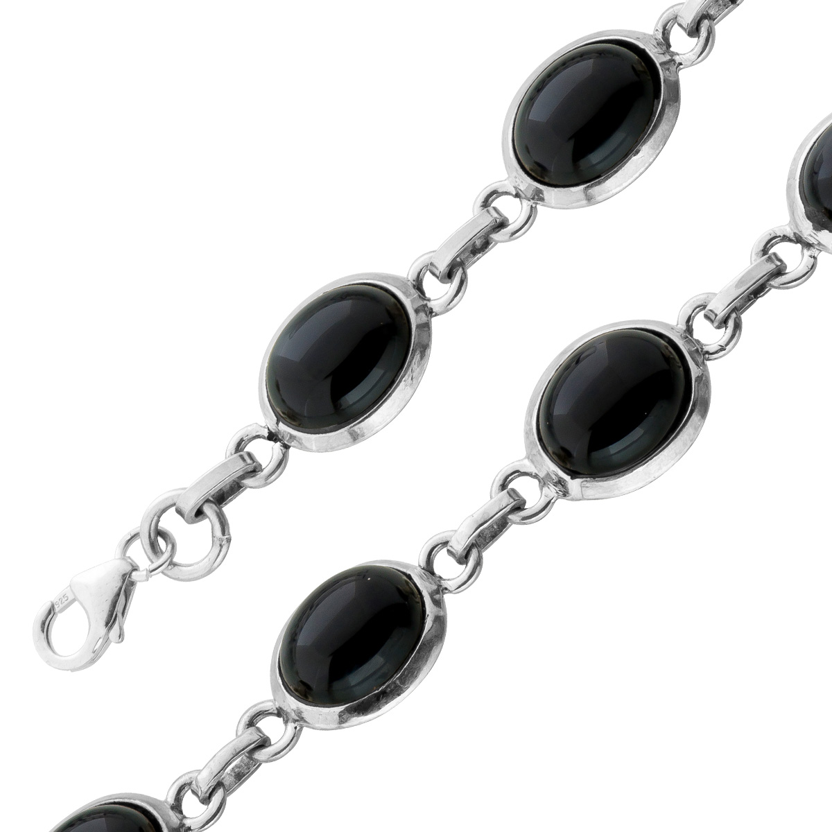 Onyx Armband Silber 925 schwarze Edelsteine 25ct. 20