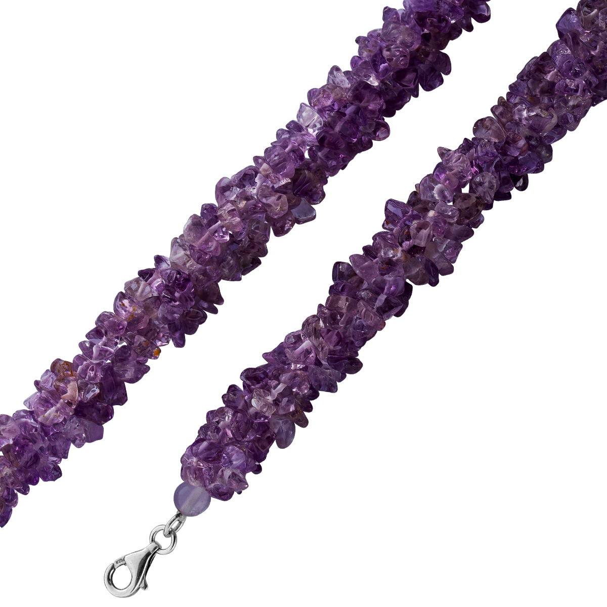 Amethystkette lila Amethyst Edelstein Chips Silber 925 45