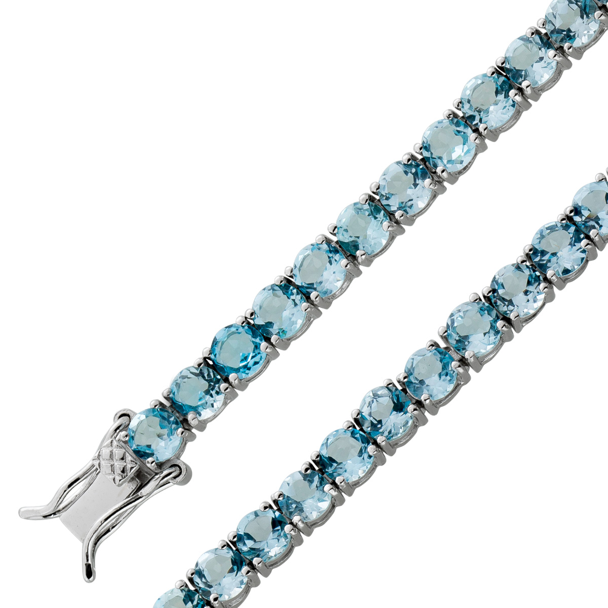 Blautopas Tennisarmband Silber 925 wasserblaue Edelsteine 18