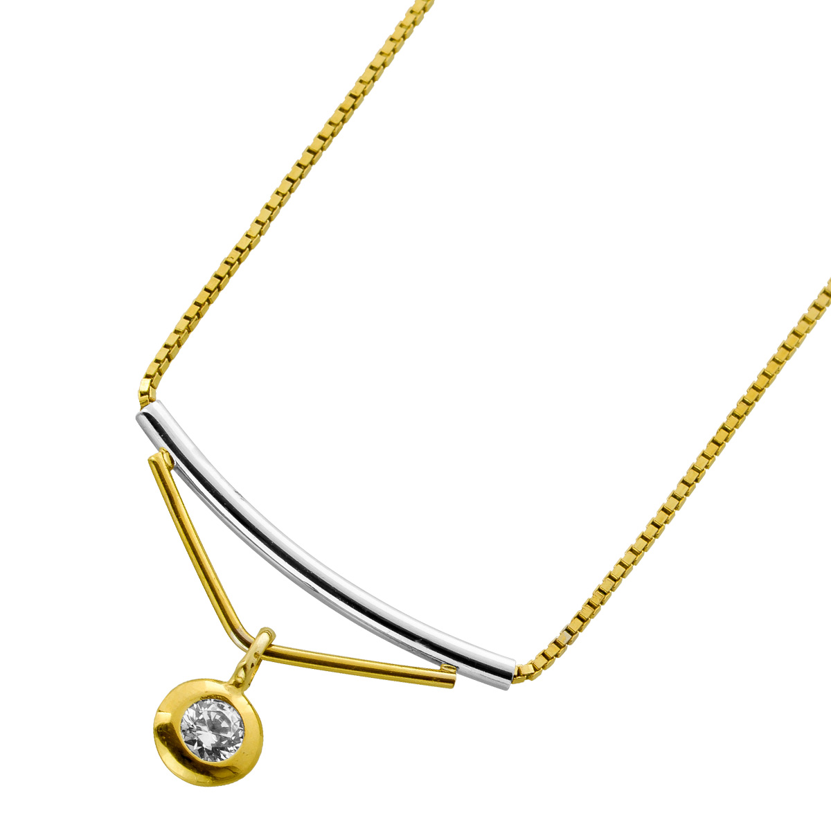 Collier Gold Weissgold 333 8K Anhänger Zirkonia Stein 0.16ct 39