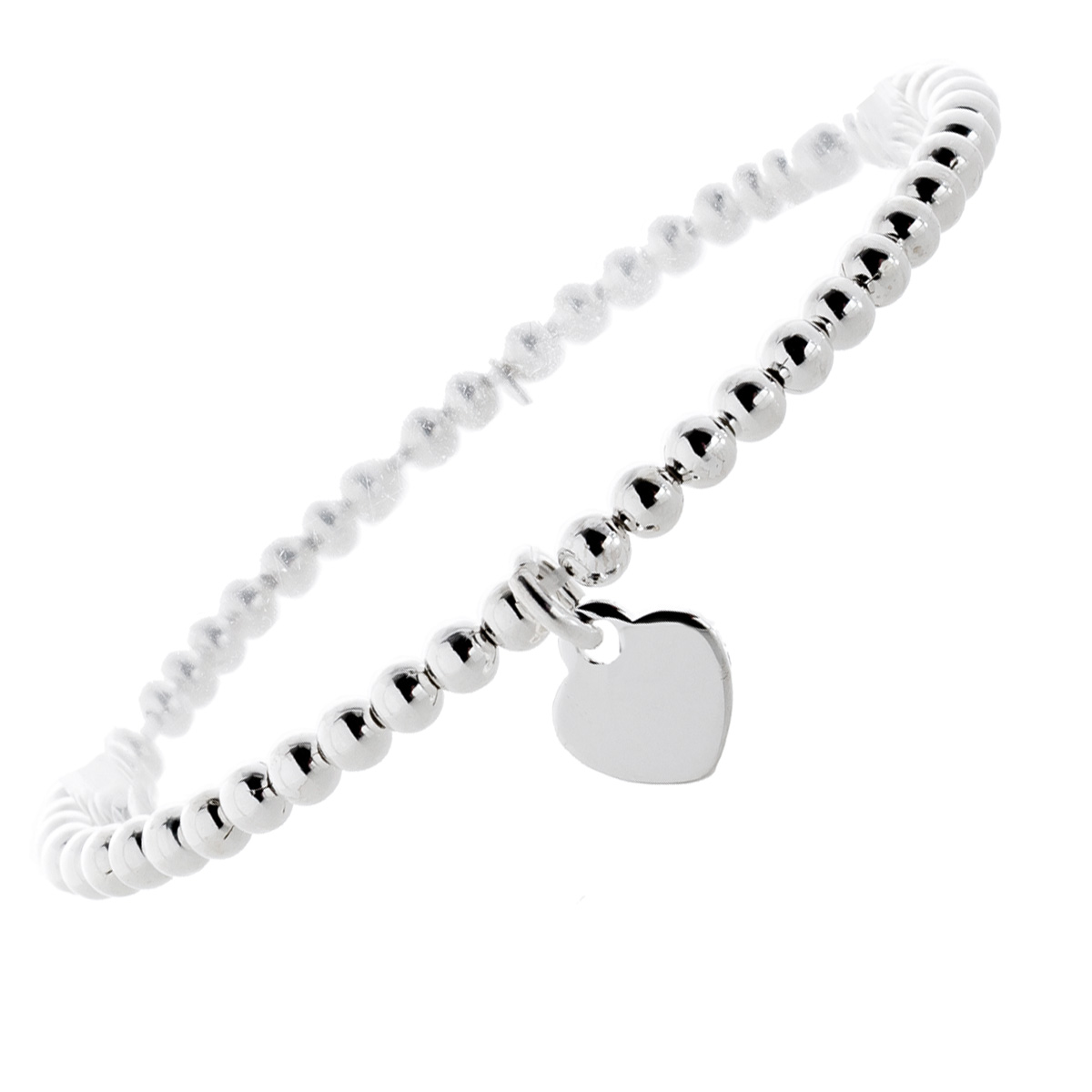 Gravurarmband Silber 925 Herz Anhänger dehnbar 19