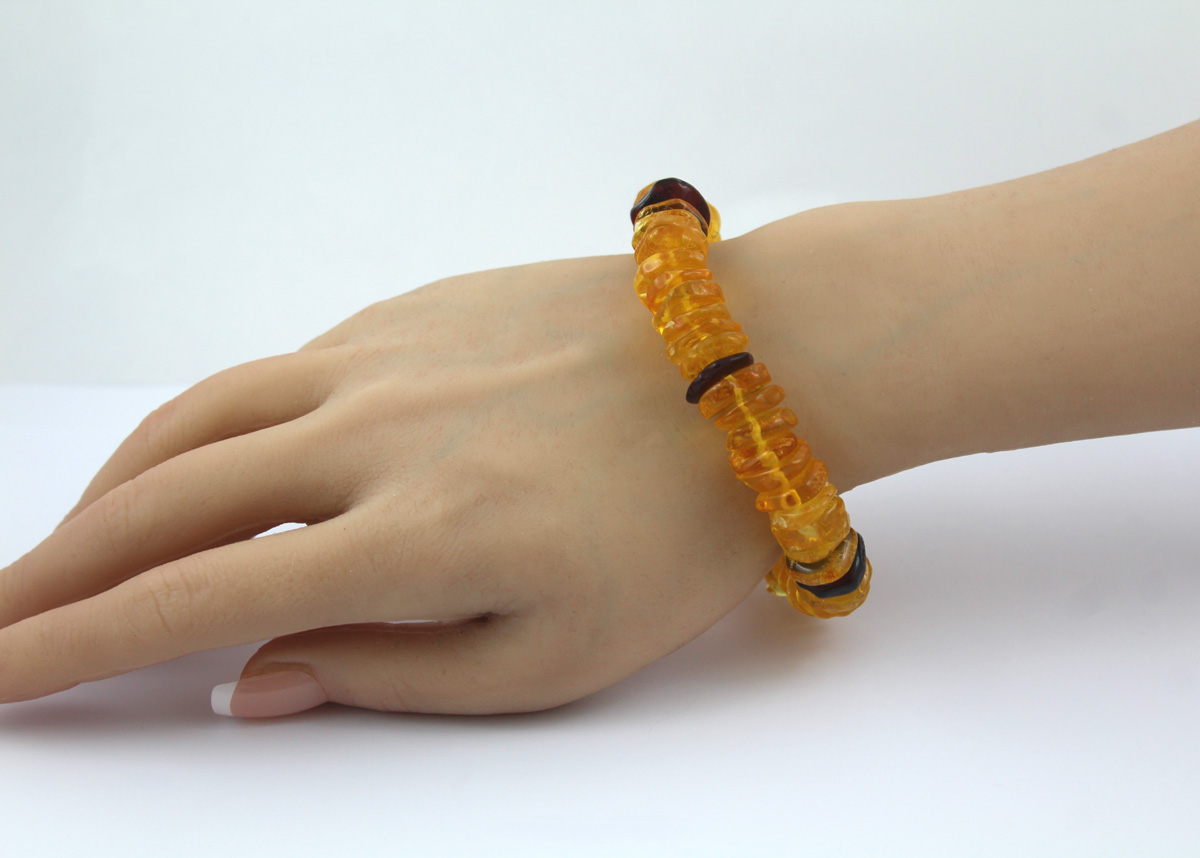 Amber Bracelet honey yellow dark brown Natural Gemstones 21