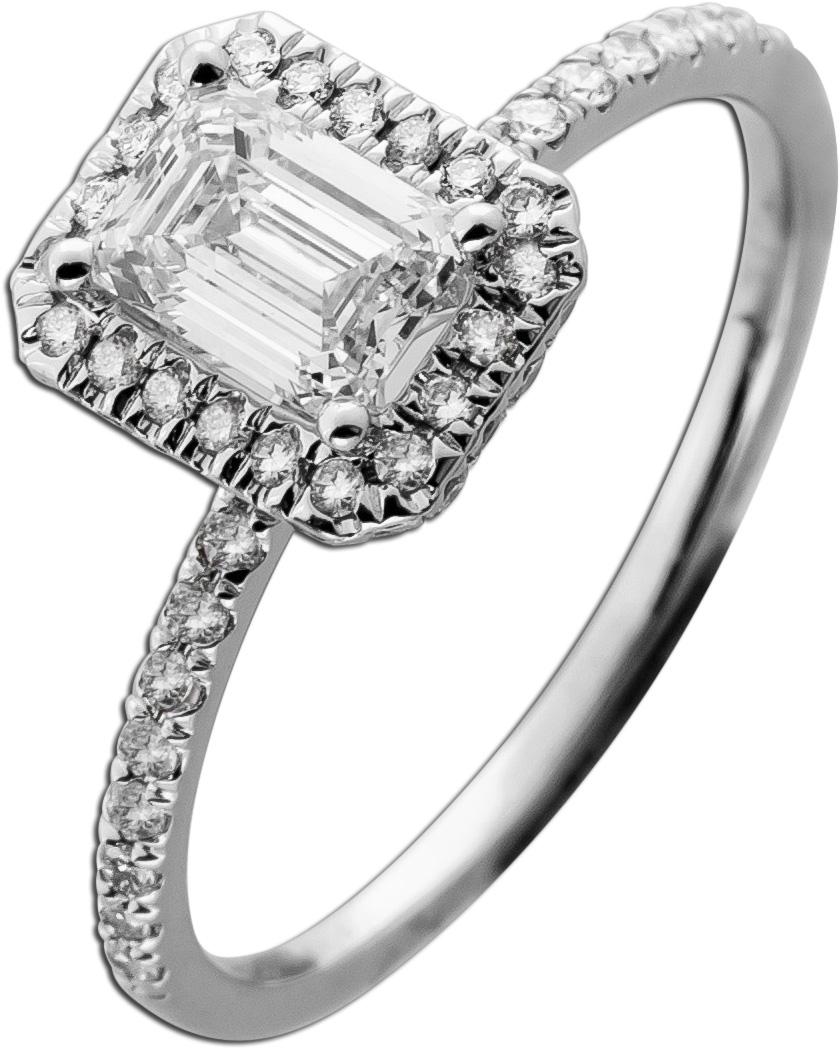 Diamantring 1.5ct Halo Weissgold 585 14K Lab Grown Brillanten IGI 20
