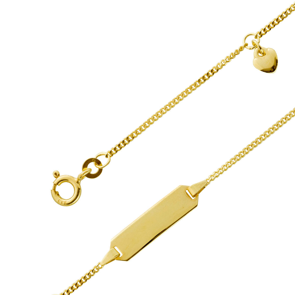 Gravurarmband Kinder 1,6mm Gold 585 14 Karat massiv poliert Panzerband 14