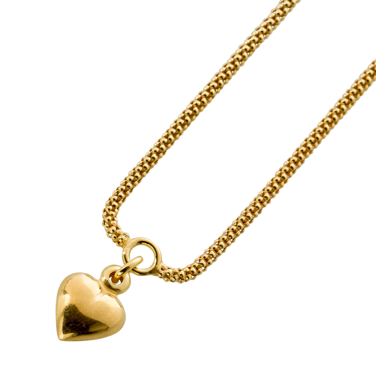 Necklace Heart Pendant Silver 925 Yellow Gold Plated 45