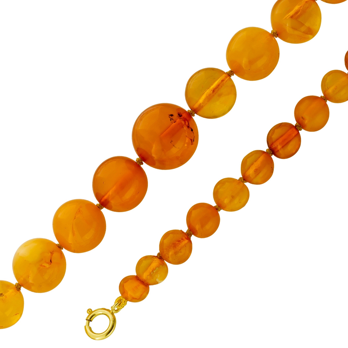 Bernsteinkette Gelbgold vergoldet Butterscotch Edelsteine Antikschmuck 76