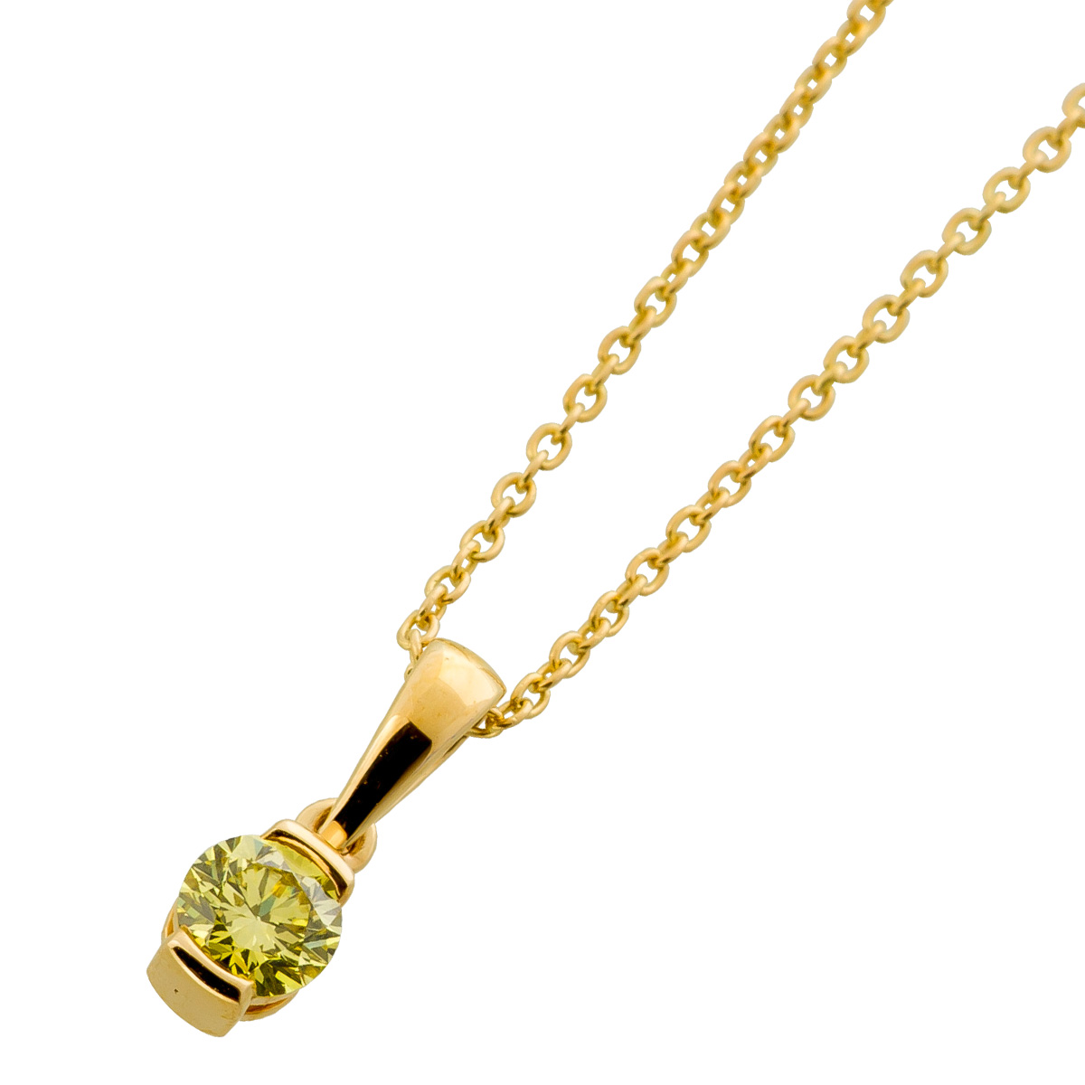 Brillantkette Anhänger Gold 585 14K gelber Natur Diamant 0.25ct 45