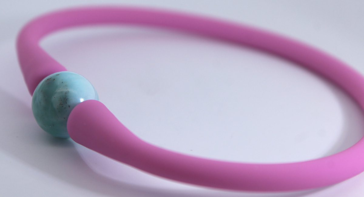 Larimar Bracelet Silicone Sky Blue Natural Gemstone 18