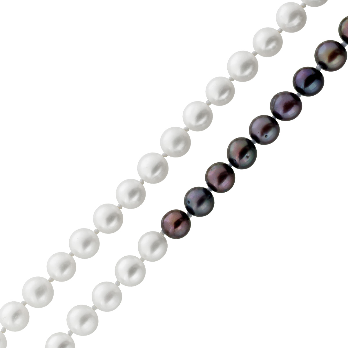 Perlenkette 160cm Süßwasserperlen 6.5-5.9mm Ying Yang