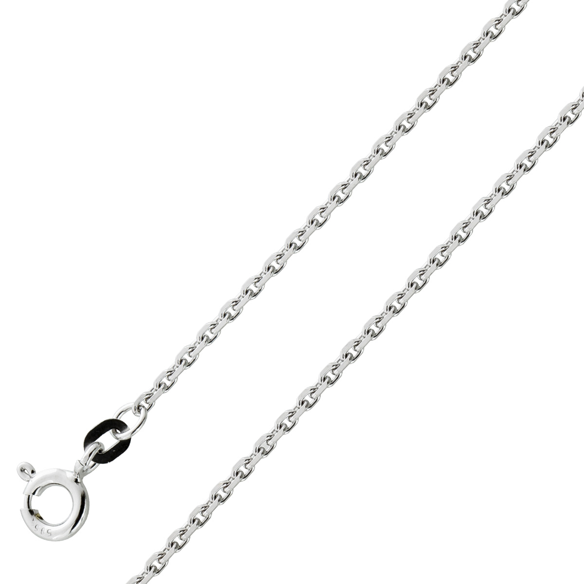 Ankerkette 1,7mm Weißgold 585 14 Karat massiv diamantiert 50