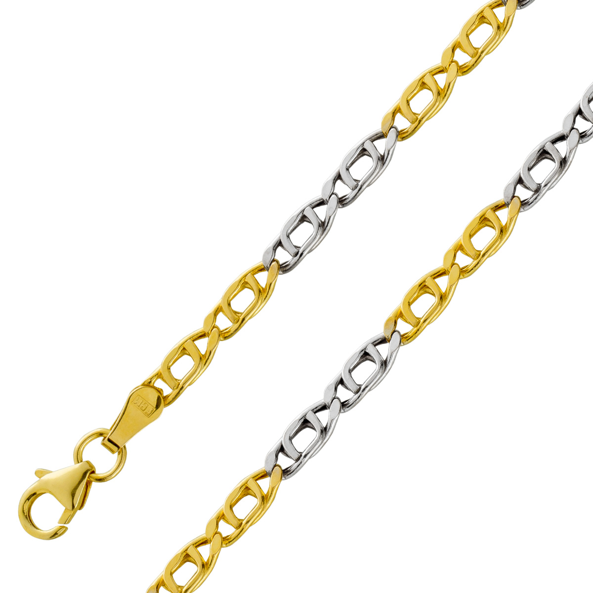 Fantasiekette 3,3mm Gelbgold Weißgold585 14 Karat halbmassiv 45 Fantasiekette 3,3mm Gelbgold Weißgold585 14 Karat halbmassiv 45