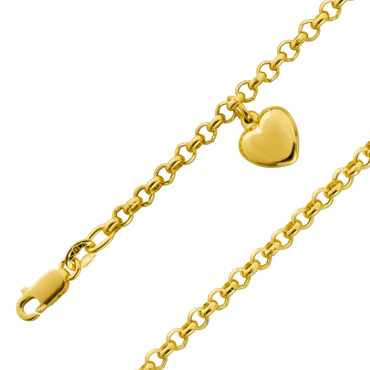 Herz Armband Gelbgold 585 14 Karat halbmassiv 18