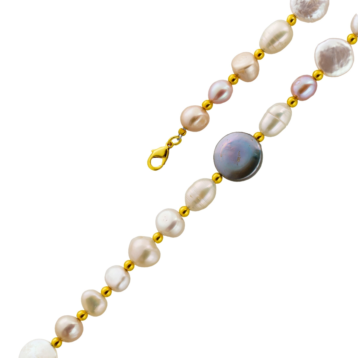 Perlenkette 48cm Süßwasserperlen 6-4-14mm 48