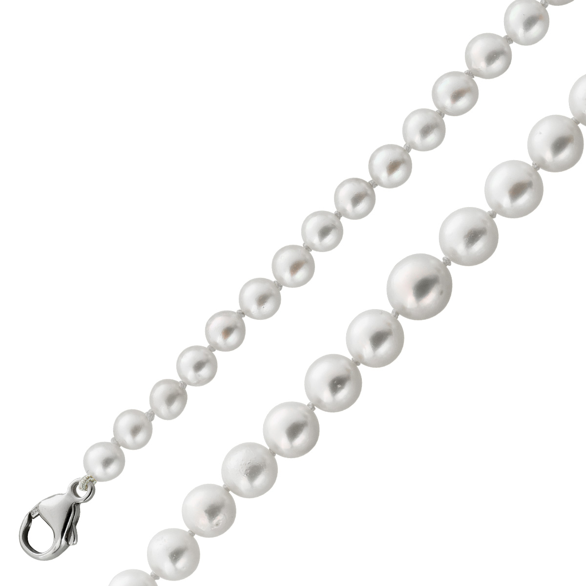 Perlenkette japanische Akoyaperlen 5.1-8.6mm Silber 925 53