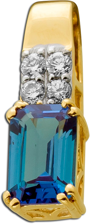 Alexandrit Anhänger Gelbgold 585 14K Lab Grown Diamanten