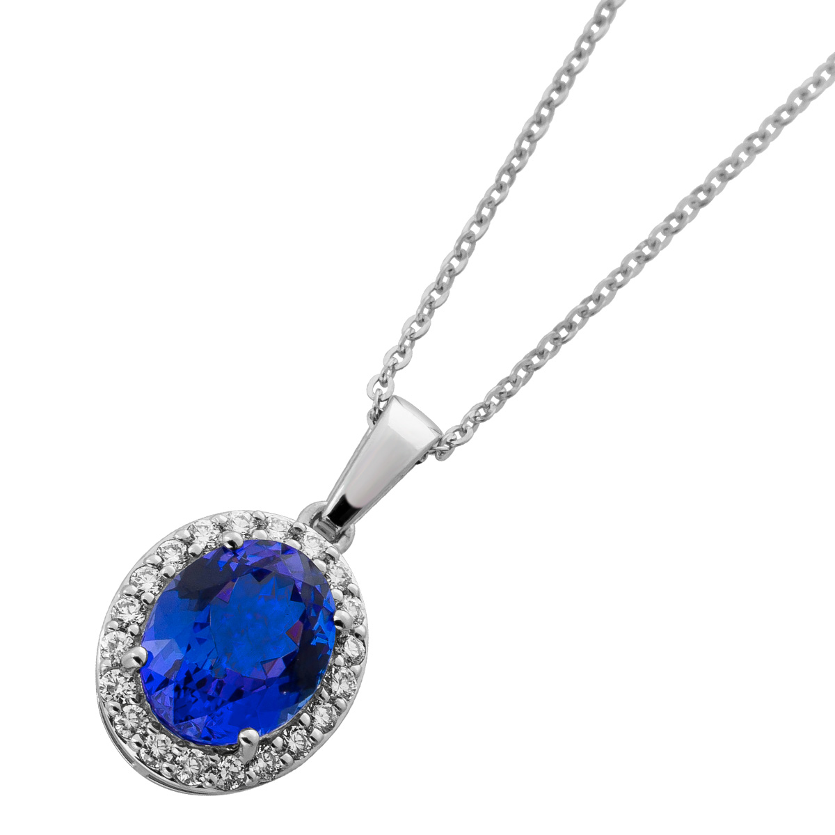 Diamond Necklace Platinum 950 Pendant Natural Tanzanite Diamonds 45