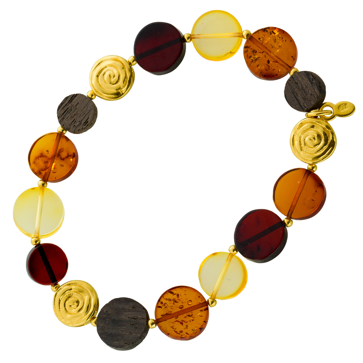 Bernstein Armband Silber 925 vergoldet cherry lemon braune Edelsteine Eichenholz 99