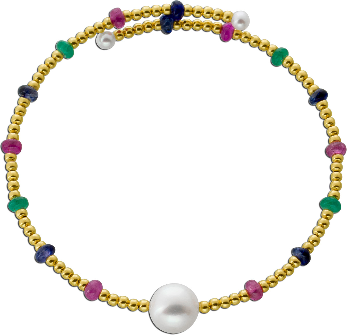 Flexibler Armreif Gelbgold 585 Süßwasser Zuchtperle 99