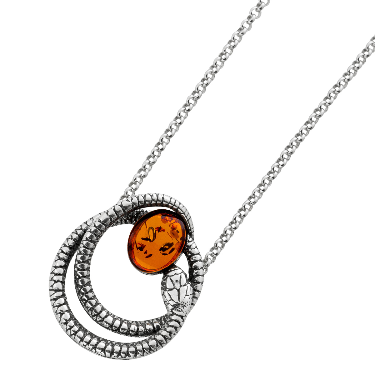 Kette mit Schlangenanhänger cognac brauner Bernstein 50 Kette mit Schlangenanhänger cognac brauner Bernstein 50