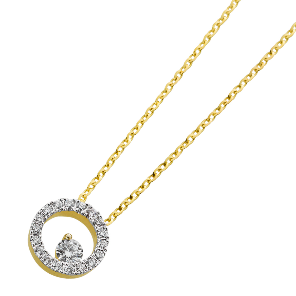 Happy Lady Brillant Collier Gold 585 14K Natur Diamanten 0.38ct 45