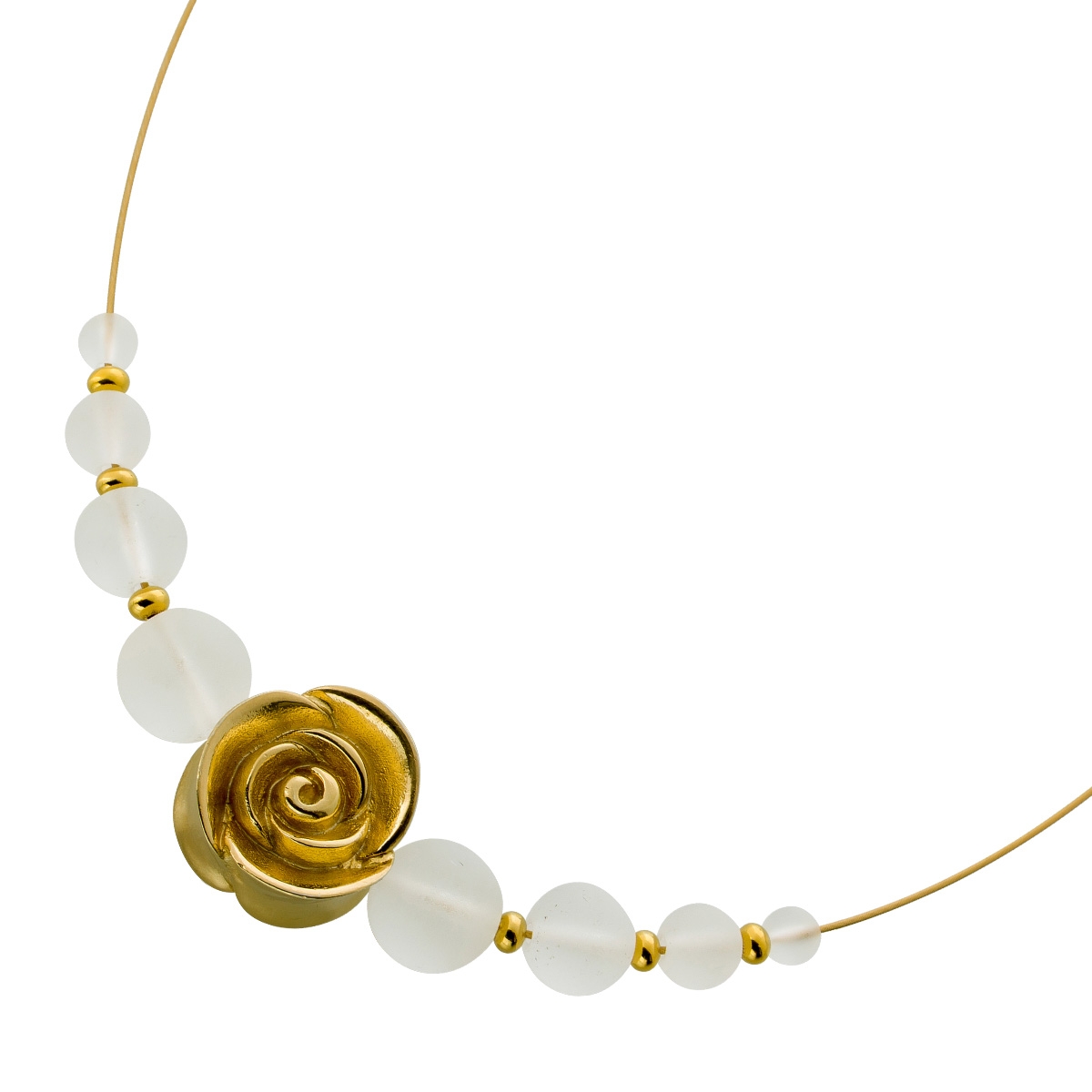 Rock Crystal Collier Yellow Gold Plated White Natural Gemstones 45