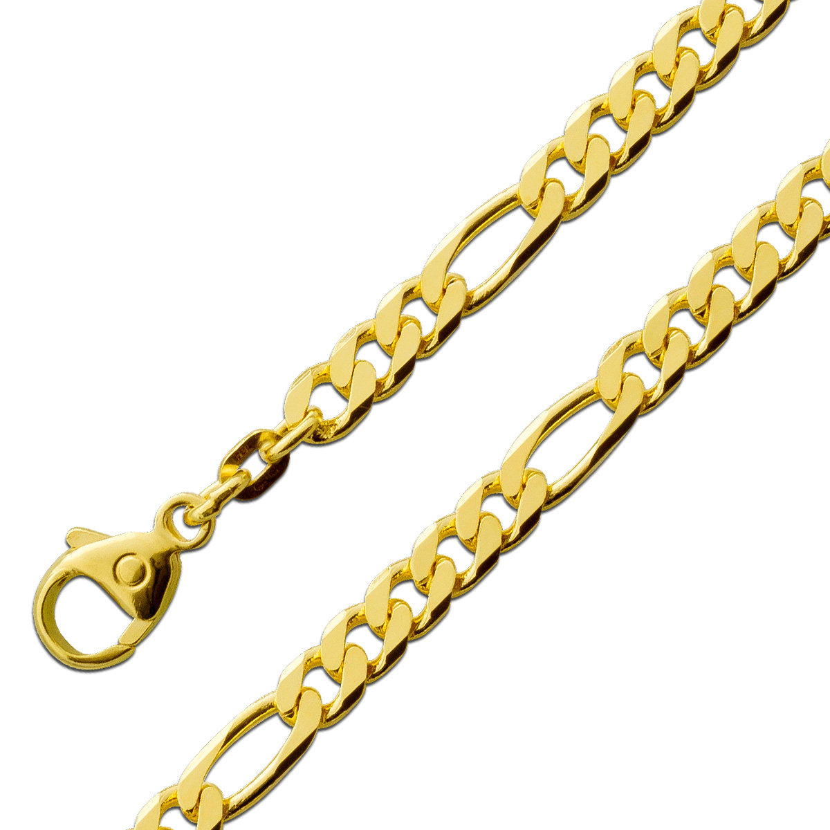 Figarokette Armband 4,5mm Gelbgold 585 14 Karat massiv diamantiert 60 Figarokette Armband 4,5mm Gelbgold 585 14 Karat massiv diamantiert 60
