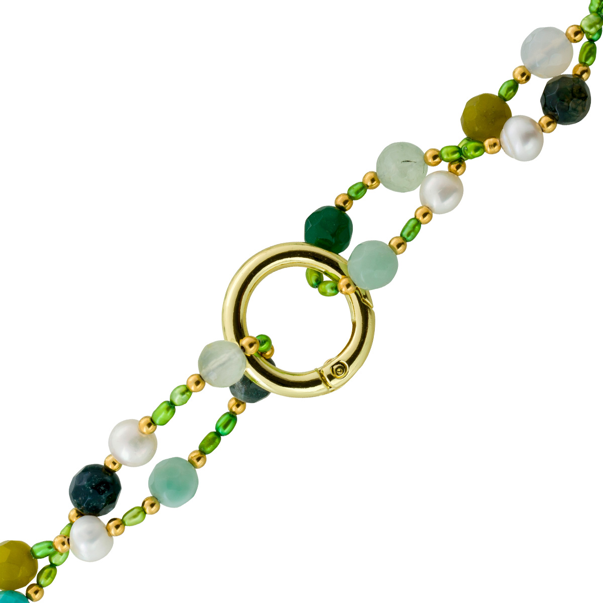 Perlenkette Edelsteinkette Türkis Amazite Achat Bergkristall 92cm 90