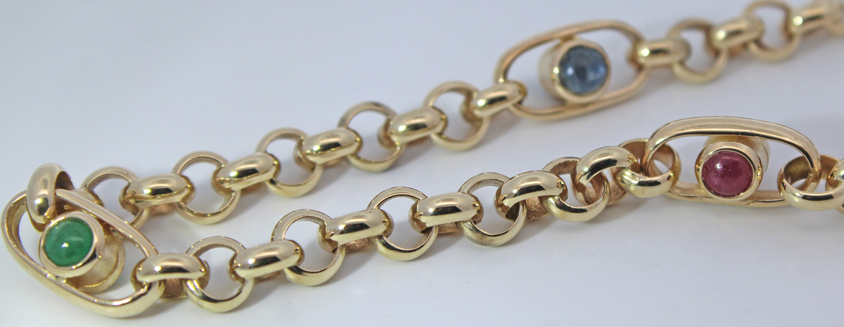 Tricolor Gemstone Ruby Necklace Gold 333 8K Sapphire Emerald 41