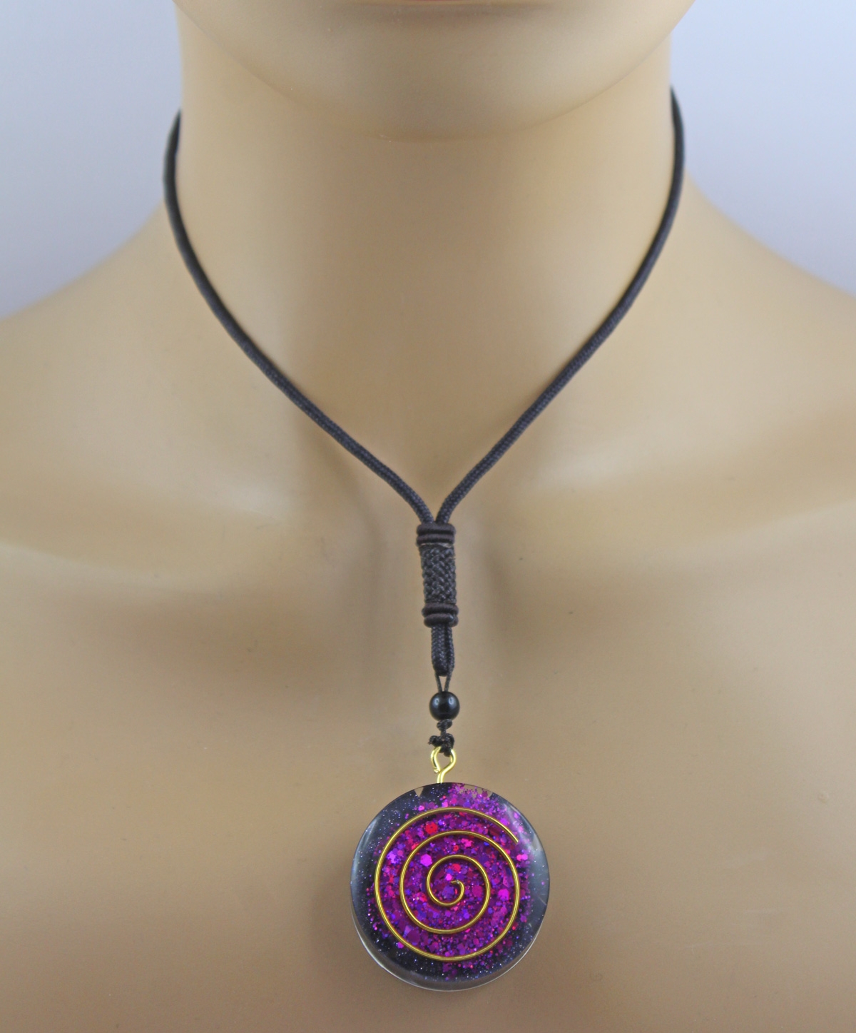 Orgone Necklace Pink Silvery Glitter Particles 36