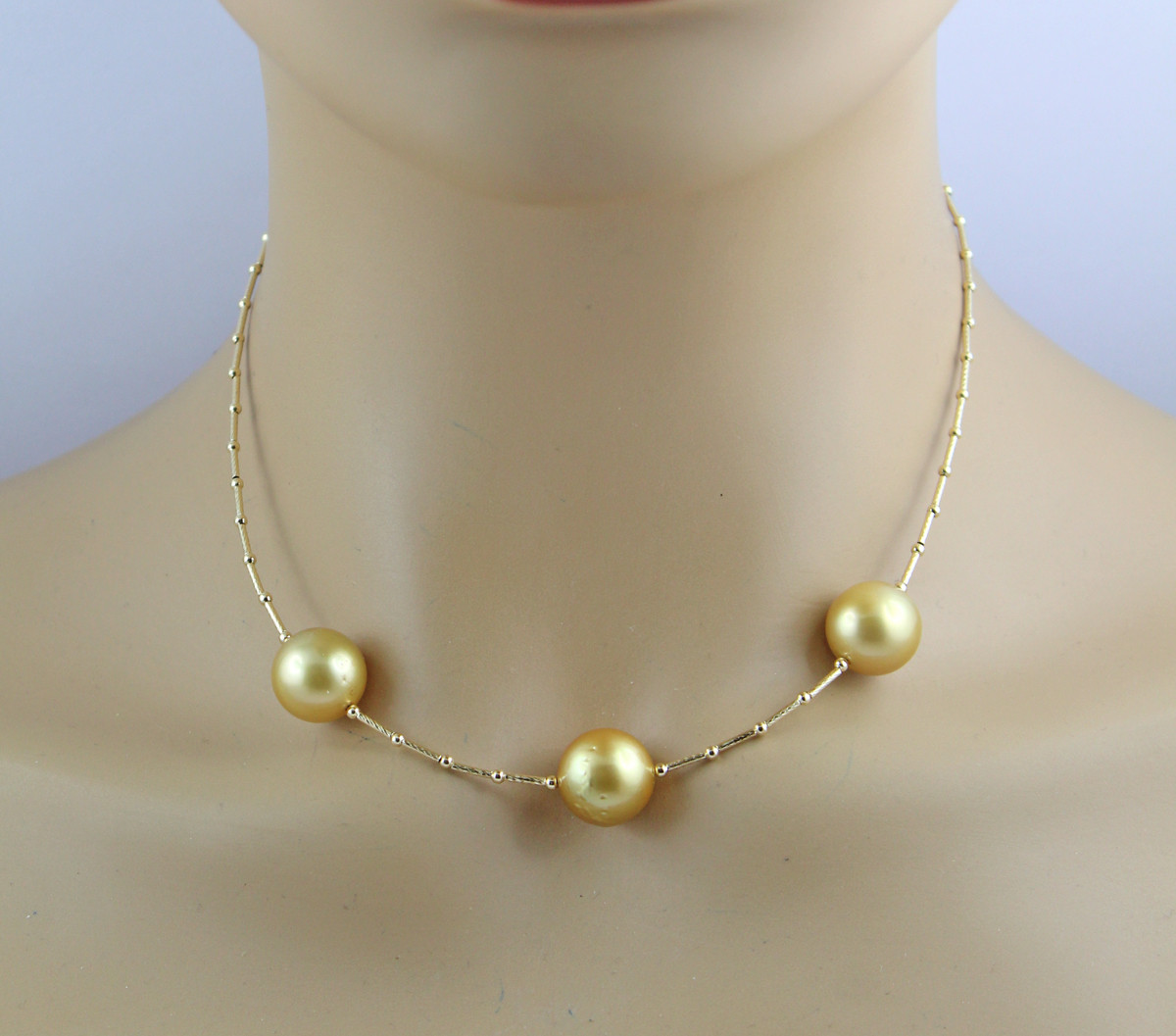 Collier Gold 750 18K goldene Südsee Perlen 13-14mm 45