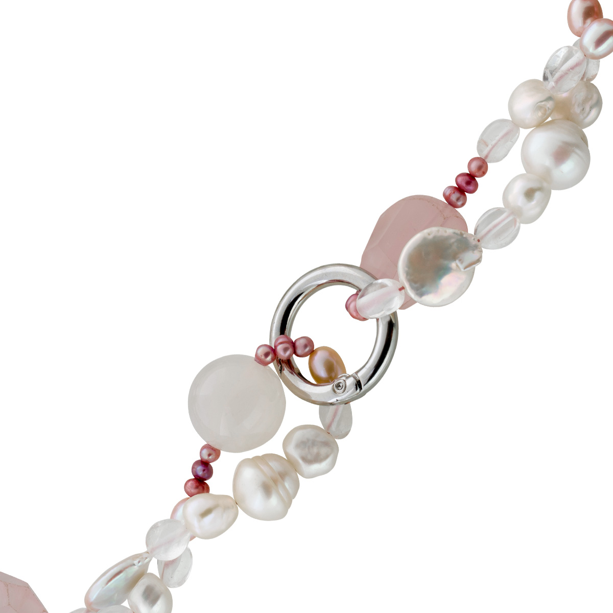 Perlenkette Edelsteinkett Rosenquarz Bergkristall Achat Edelsteine 90