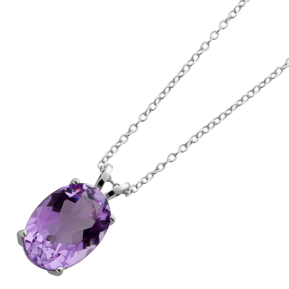 Kette mit Anhänger Silber 925 1 brasilianischer Amethyst rhodiniert 40 Kette mit Anhänger Silber 925 1 brasilianischer Amethyst rhodiniert 40
