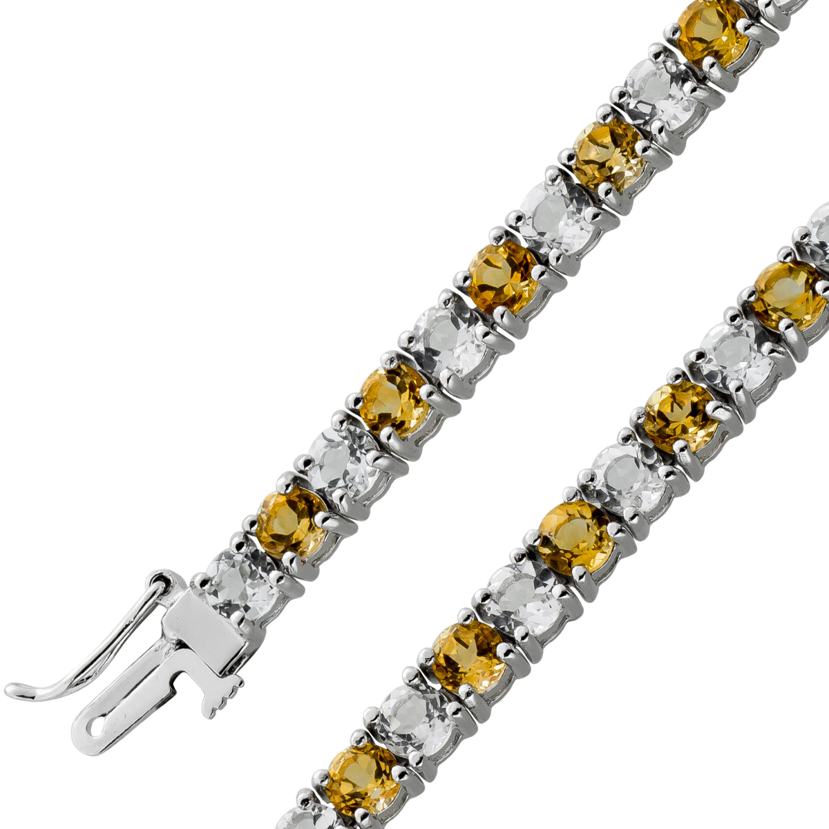 Tennisarmband Silber 925 Citrin weiße Topas Edelsteine rhodiniert 20 Tennisarmband Silber 925 Citrin weiße Topas Edelsteine rhodiniert 20
